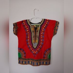 Vibrant Red Dashiki Kids Shirt